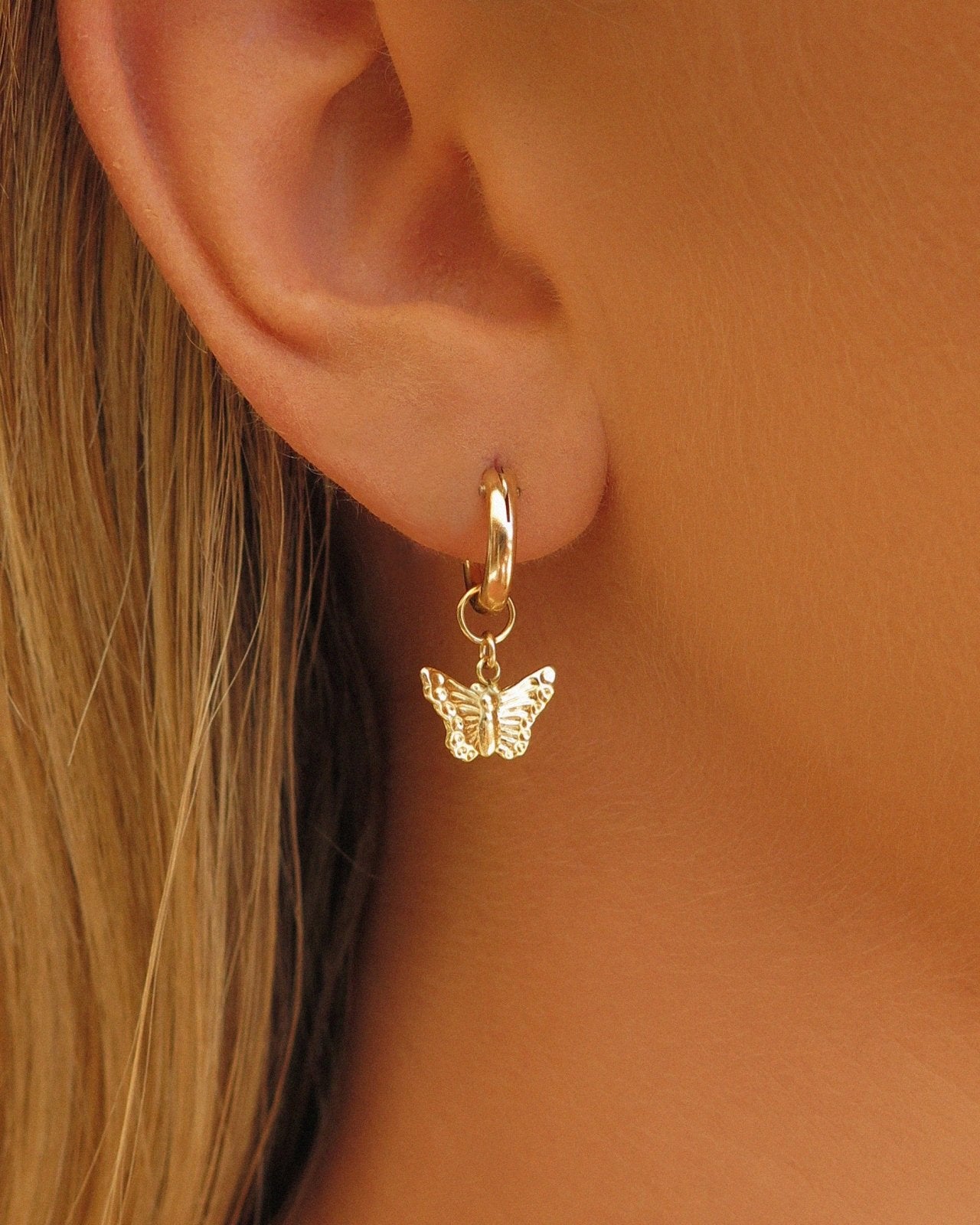 Butterfly Thick Hoop Earrings - 14k Gold-Filled - Waterproof & Tarnish-Resistant | The Littl