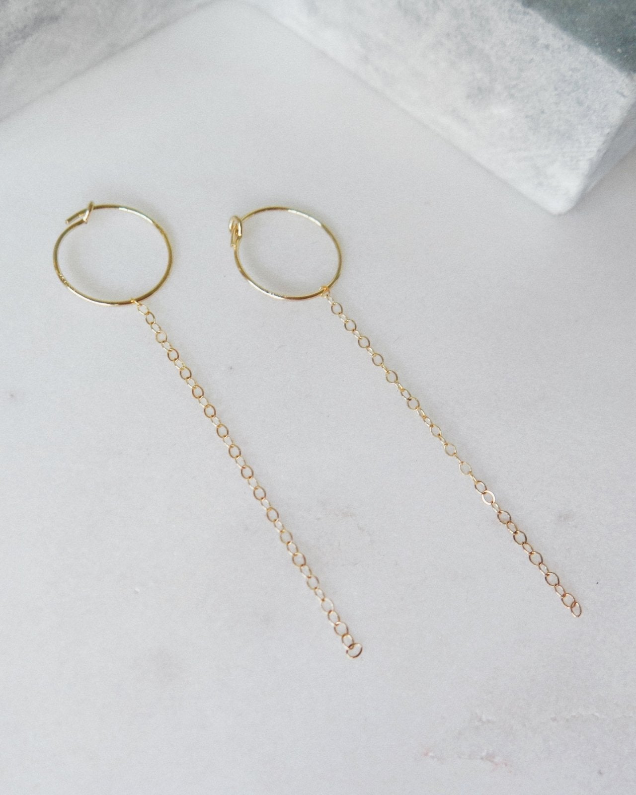 CHAIN DROP HOOP EARRINGS - The Littl - Sterling Silver - 4cm