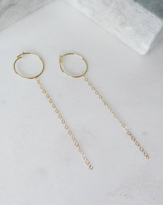 CHAIN DROP HOOP EARRINGS - The Littl - Sterling Silver - 4cm