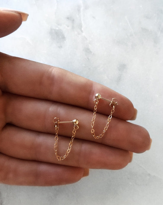 Chain Stud Earrings Gold Filled
