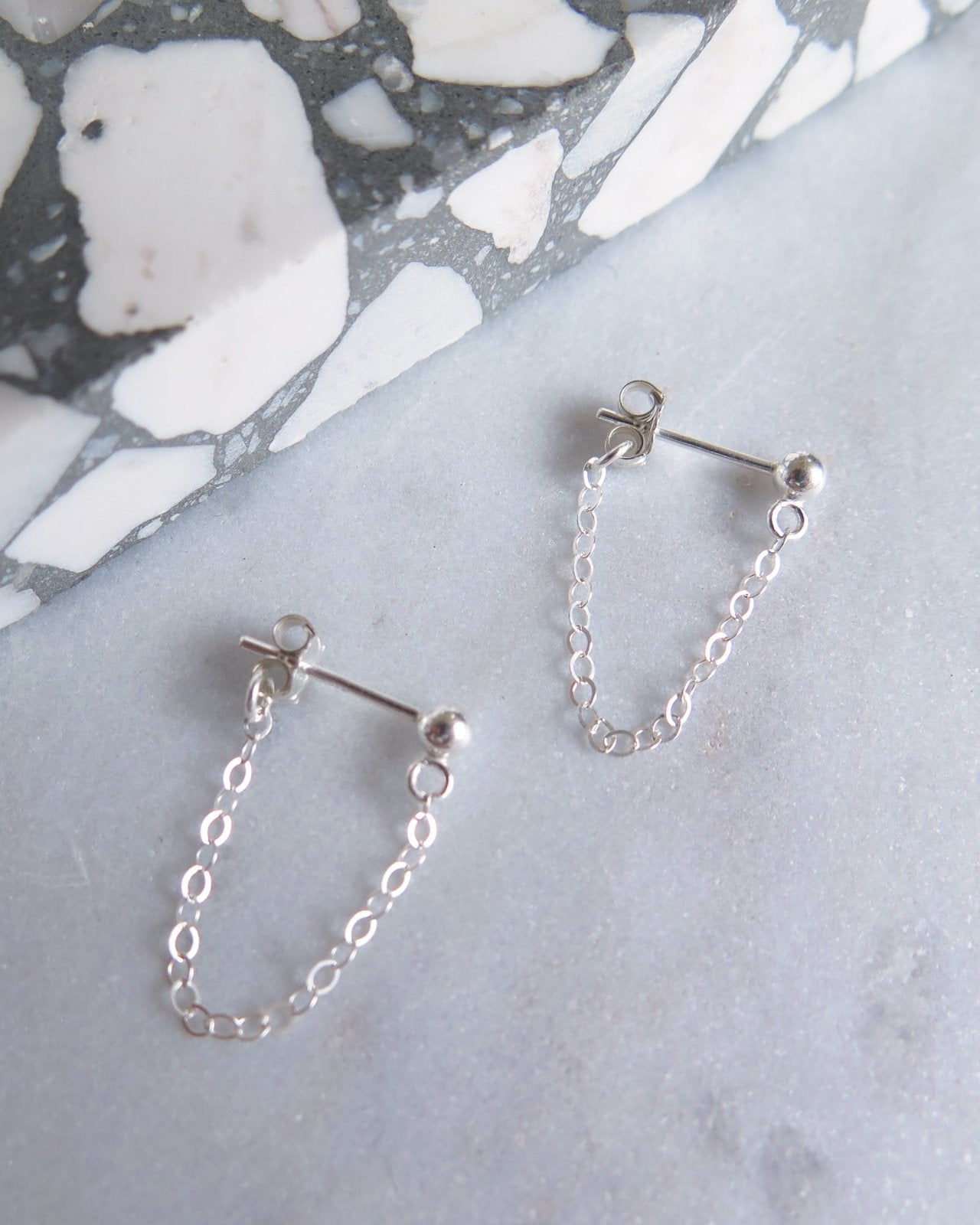 CHAIN STUD EARRINGS- Sterling Silver - The Littl - -