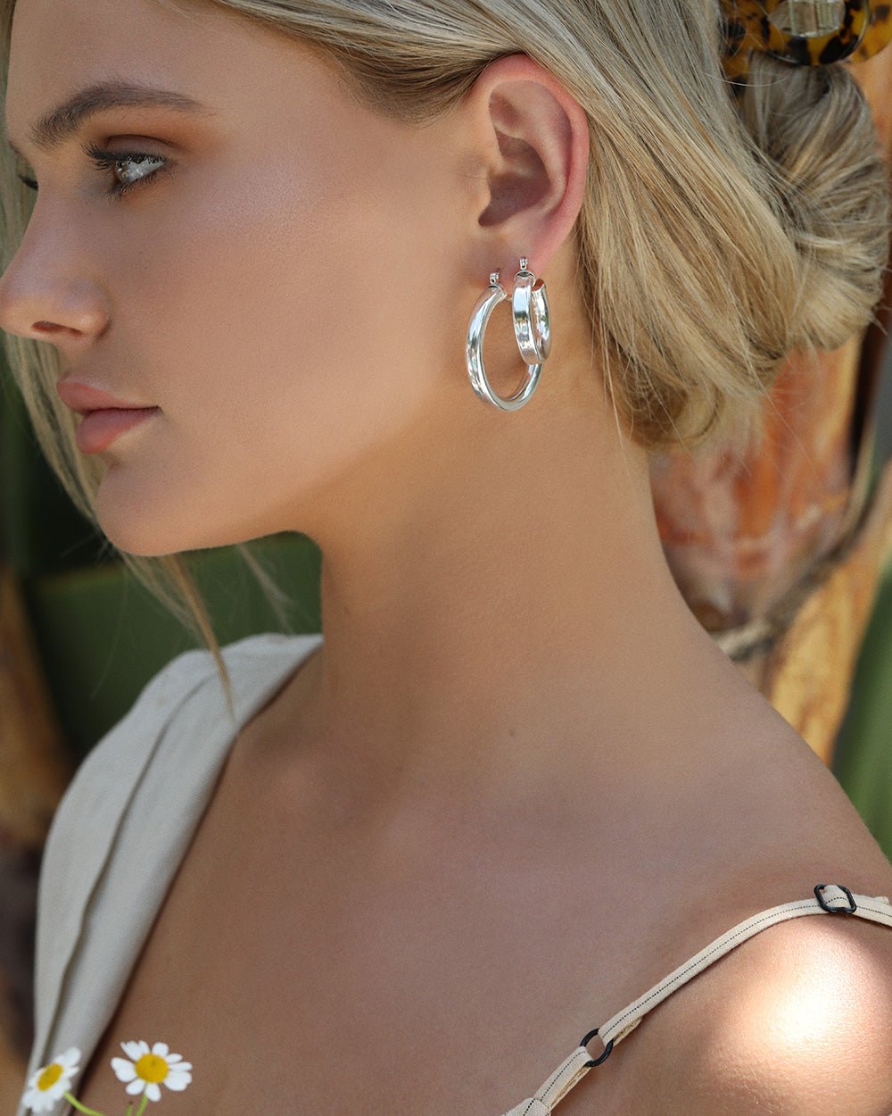 CHICAGO HOOP EARRINGS- Sterling Silver - The Littl - 20mm -