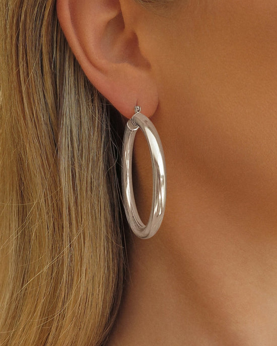 Load image into Gallery viewer, CHICAGO HOOP EARRINGS- Sterling Silver - The Littl - 20mm -
