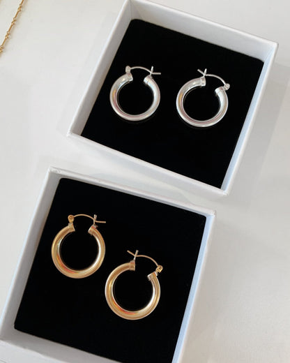 Sterling Silver Hoop Earrings - Sterling Silver - Hypoallergenic & Waterproof | The Littl