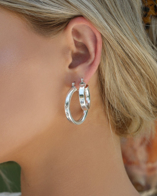 CHICAGO HOOP EARRINGS- Sterling Silver - The Littl - 20mm -