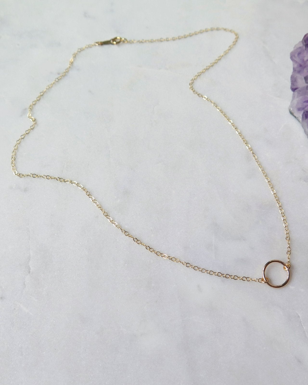 CIRCLE DROP SET (10% OFF)- 14k Yellow Gold - The Littl - 37cm (choker) - 39cm