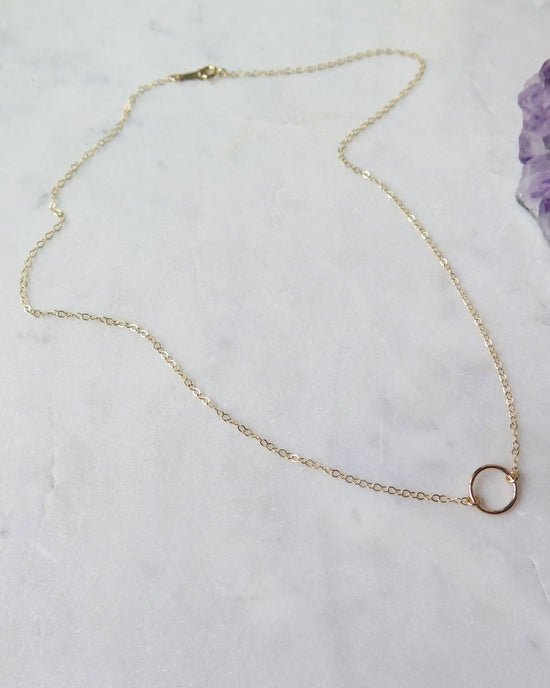 CIRCLE DROP SET (10% OFF)- 14k Yellow Gold - The Littl - 37cm (choker) - 39cm