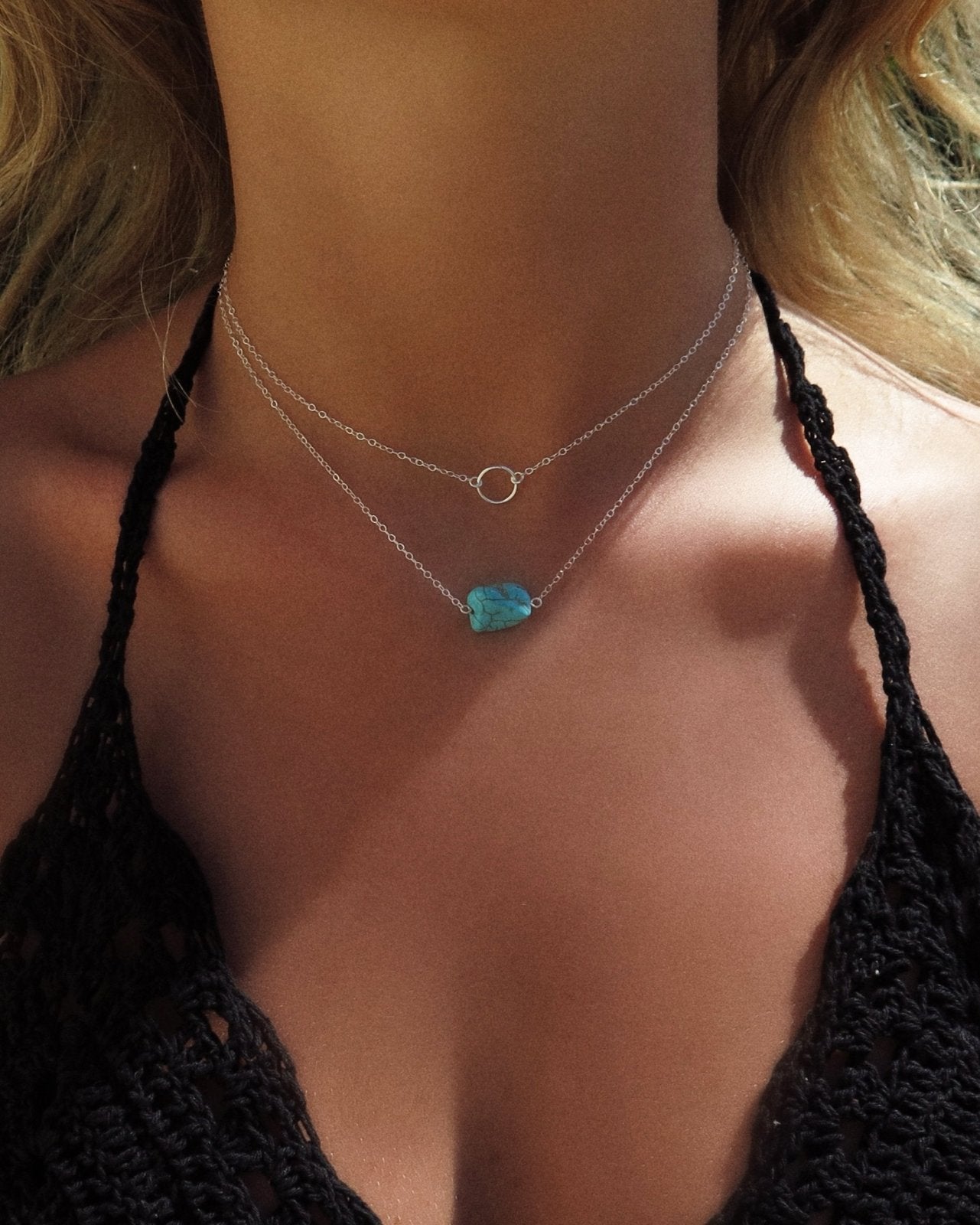 CIRCLE NECKLACE- Sterling Silver - The Littl - Classic Chain - Pendant