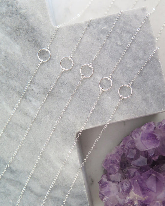 Load image into Gallery viewer, CIRCLE NECKLACE- Sterling Silver - The Littl - Classic Chain - Pendant
