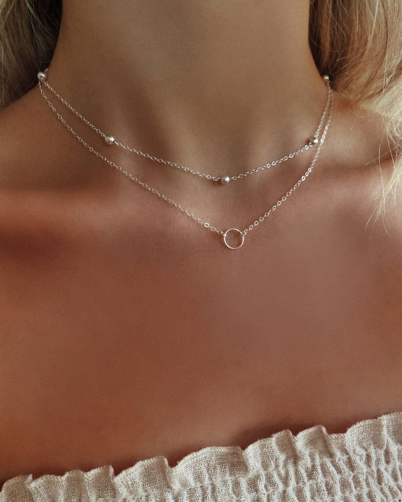 CIRCLE NECKLACE- Sterling Silver - The Littl - Classic Chain - Pendant