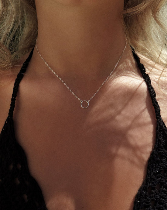 CIRCLE NECKLACE- Sterling Silver - The Littl - Classic Chain - Pendant