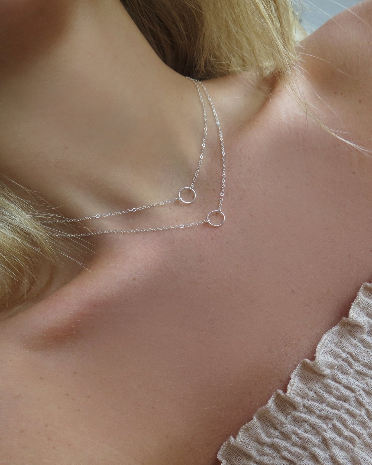 CIRCLE NECKLACE- Sterling Silver - The Littl - Classic Chain - Pendant