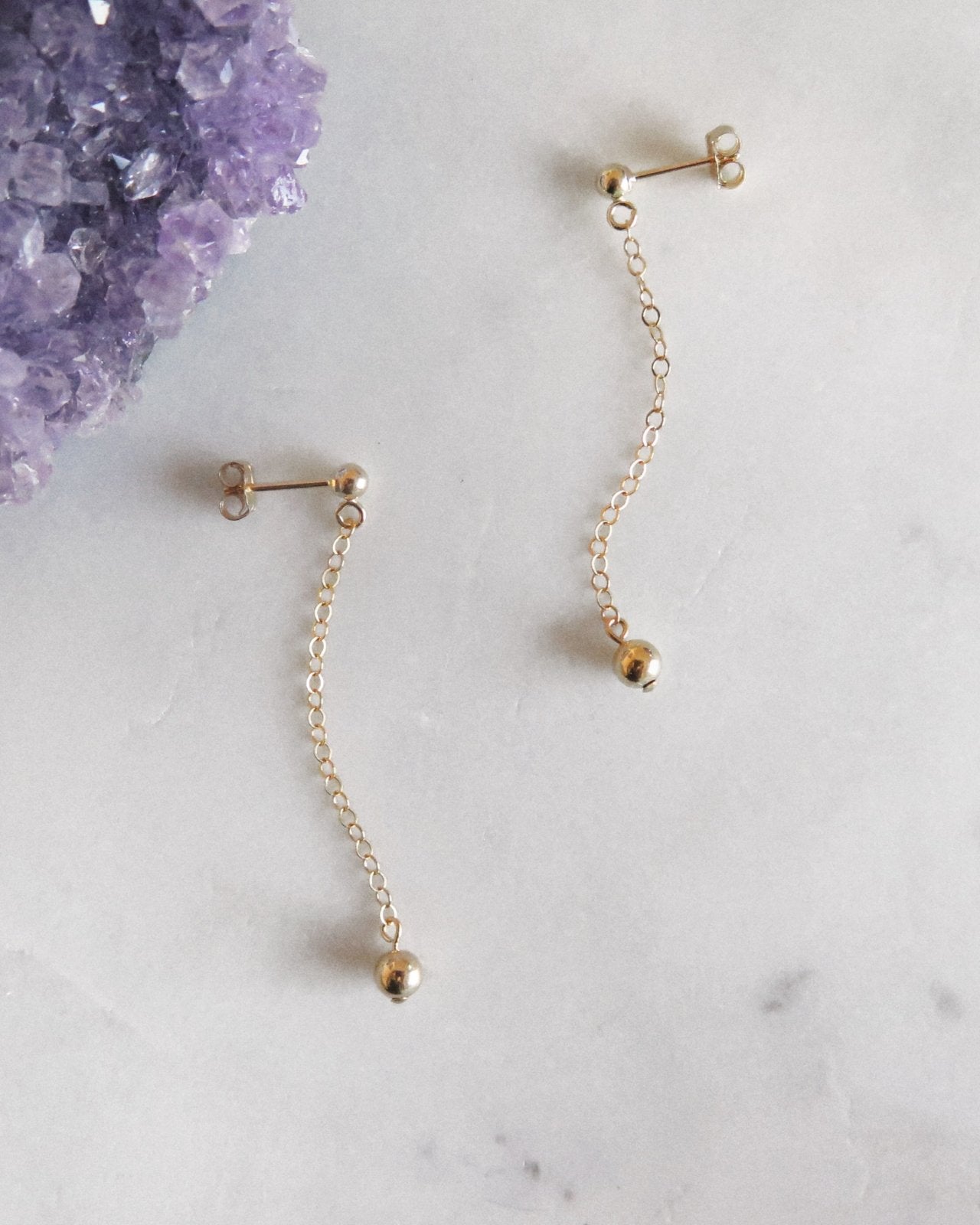 Load image into Gallery viewer, CLASSIC DROP EARRINGS- 14k Gold - The Littl - 14k Yellow Gold Fill - 4cm
