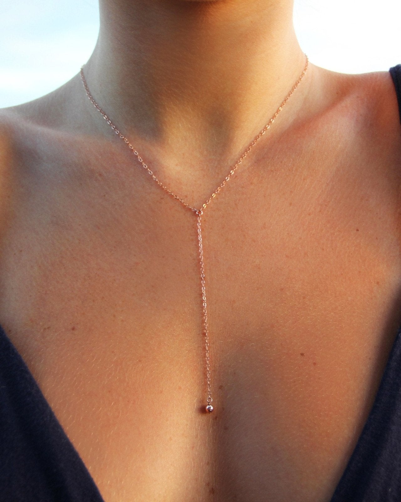 CLASSIC DROP NECKLACE- 14k Rose Gold - The Littl - Classic Chain - 39cm