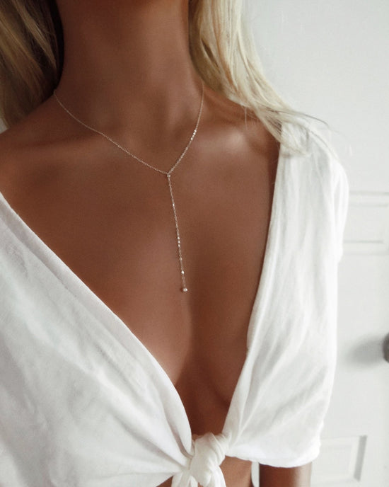 CLASSIC DROP NECKLACE- Sterling Silver - The Littl - Classic Chain - 39cm