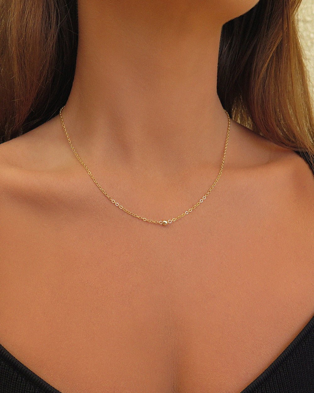 CLASSIC NECKLACE- 14k Yellow Gold - The Littl - Classic Chain - 37cm (choker) Necklaces