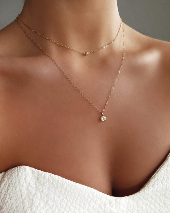 CLASSIC NECKLACE- 14k Yellow Gold - The Littl - Classic Chain - 37cm (choker)