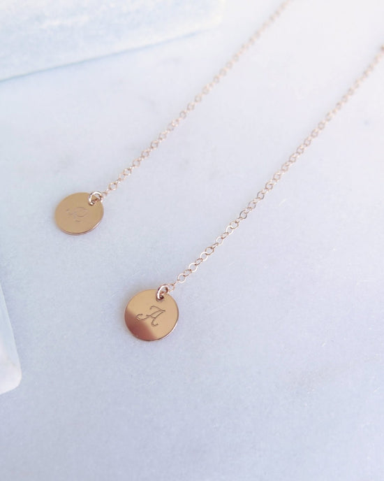 COIN DROP NECKLACE- 14k Yellow Gold - The Littl - Classic Chain - No