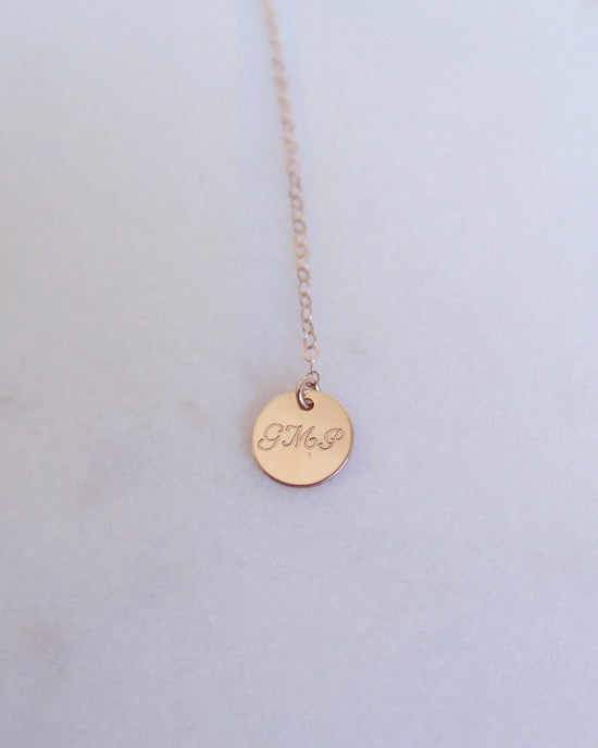 COIN DROP NECKLACE- 14k Yellow Gold - The Littl - Classic Chain - No