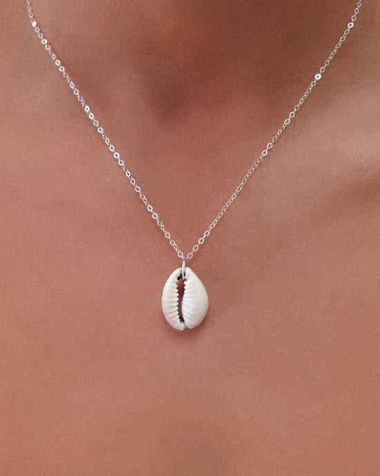 COWRIE SHELL NECKLACE- Sterling Silver - The Littl - Classic Chain - 37cm (choker)