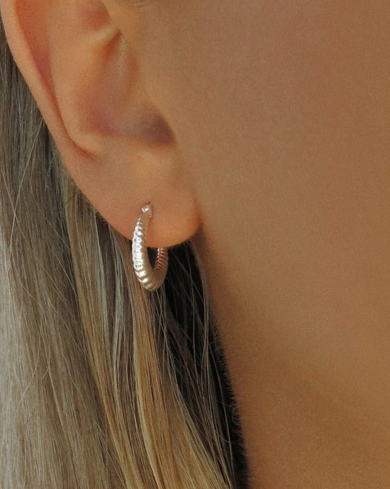 CROISSANT HOOP EARRINGS- Sterling Silver - The Littl - Sterling Silver -