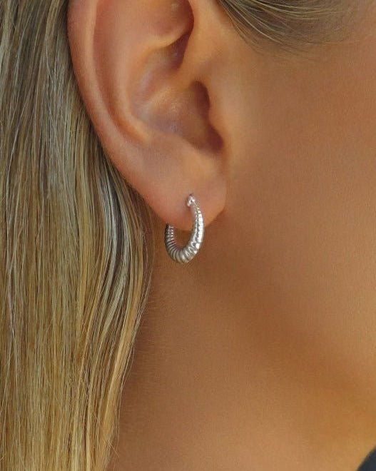 CROISSANT HOOP EARRINGS- Sterling Silver - The Littl - Sterling Silver - Earrings