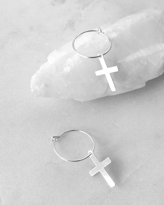 CROSS EARRINGS- Sterling Silver - The Littl - -