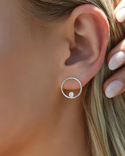 CZ Centre Stud Earrings - Sterling Silver | Waterproof & Tarnish-Resistant | The Littl