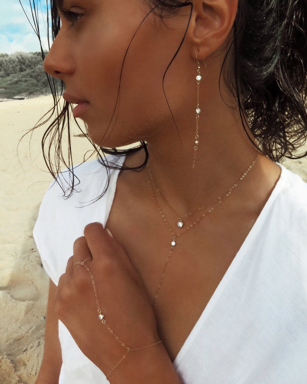 CZ HAND-CHAIN - The Littl - 14k Yellow Gold Fill - 16cm