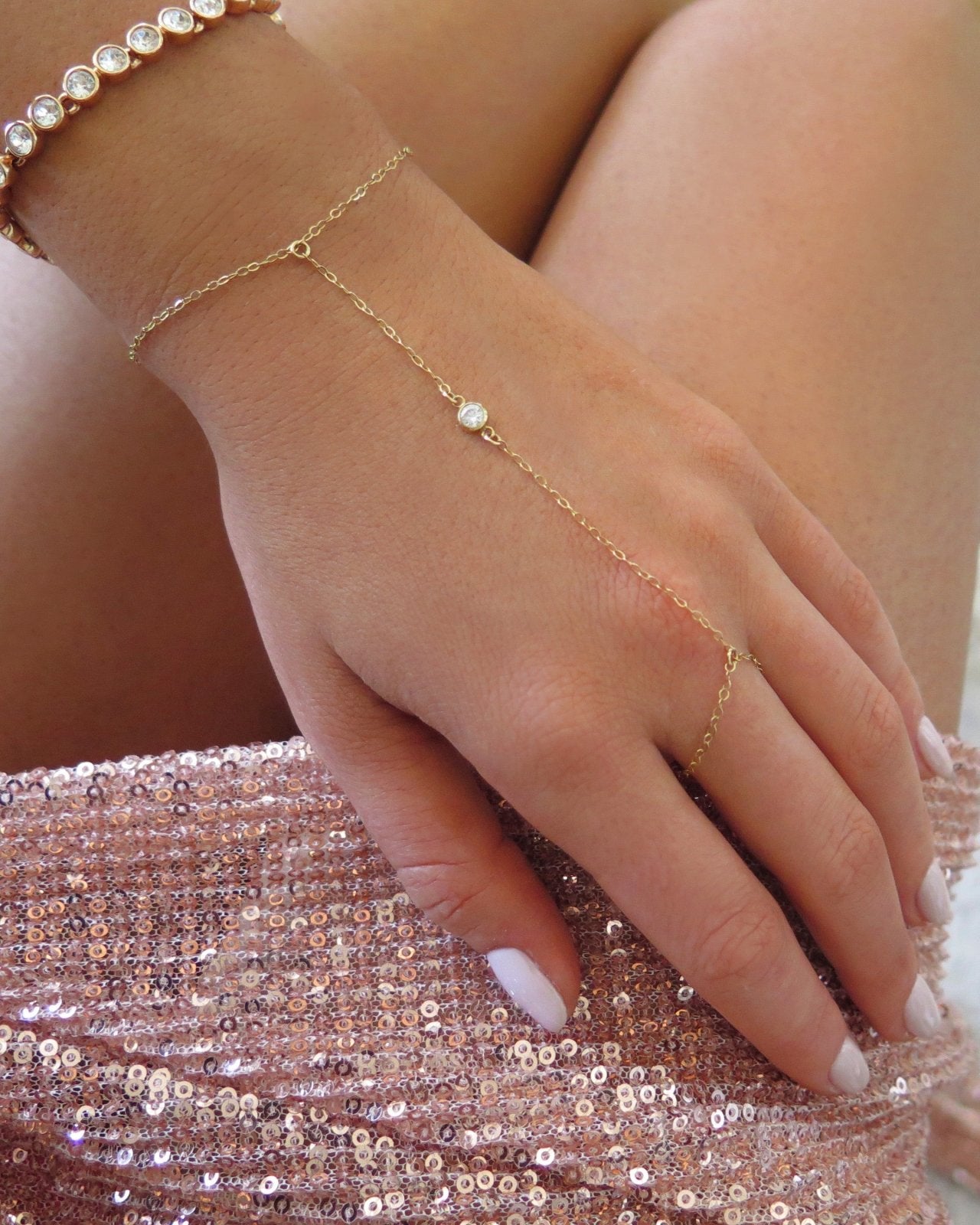 CZ Hand Chain - 14k Rose Gold-Filled - Waterproof & Tarnish-Resistant | The Littl