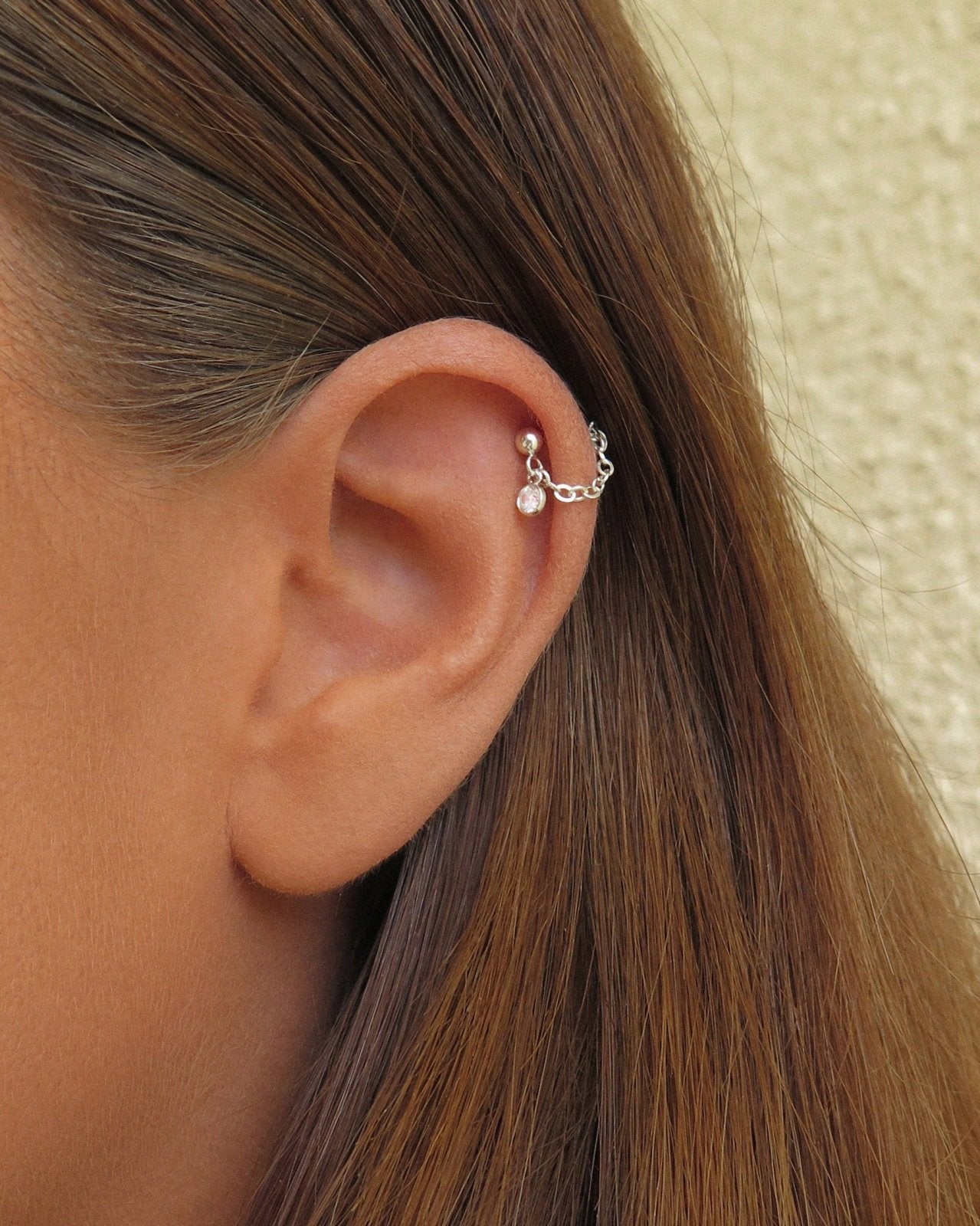 Load image into Gallery viewer, CZ HELIX PIERCING- Sterling Silver - The Littl - Sterling Silver - Deluxe Chain Earrings
