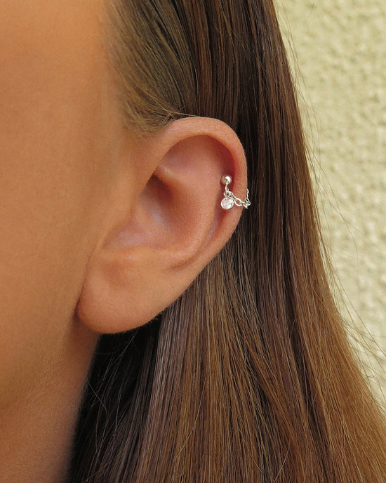 CZ HELIX PIERCING- Sterling Silver - The Littl - Sterling Silver - Deluxe Chain Earrings