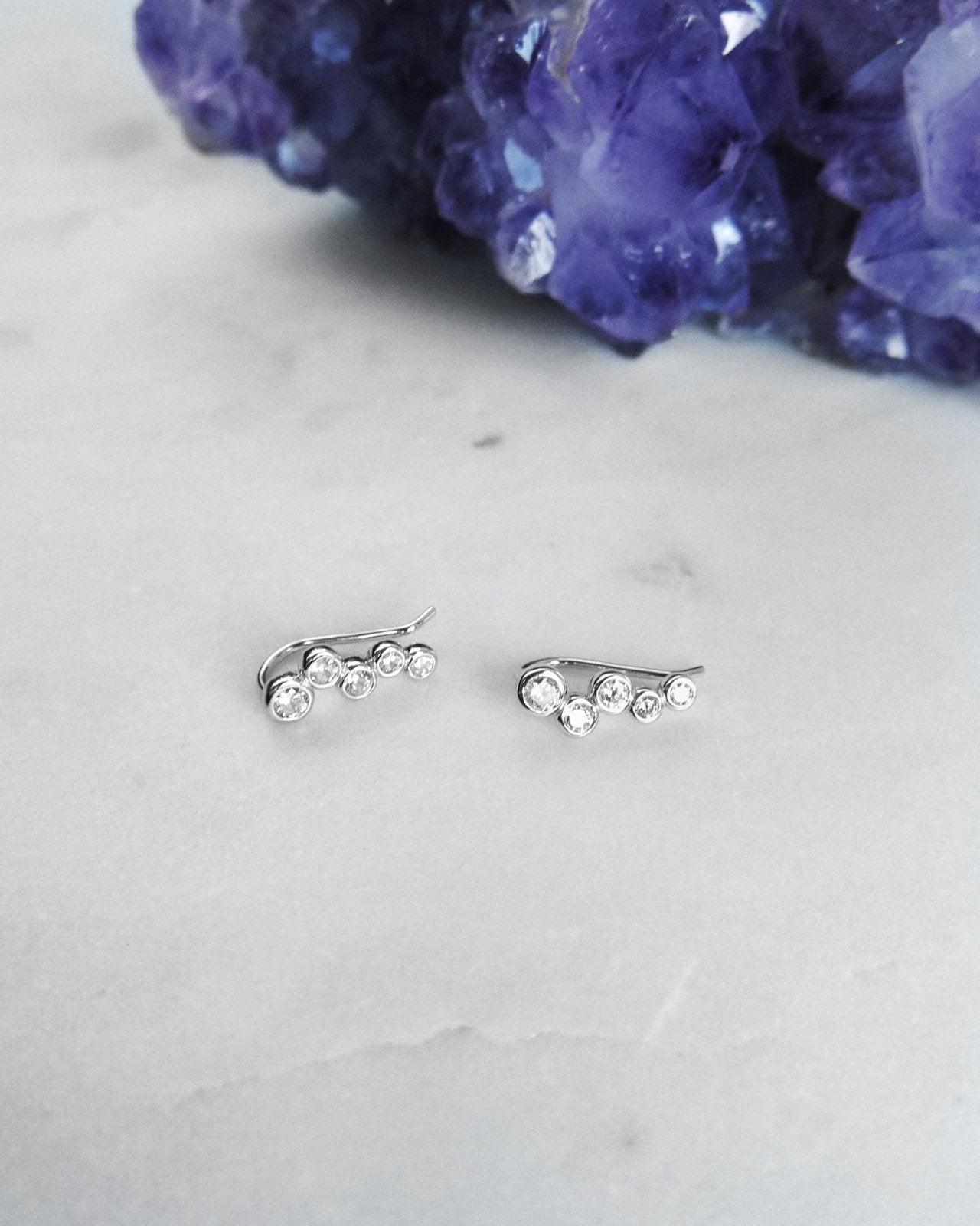 CZ SATELLITE EARRINGS- Sterling Silver - The Littl - -