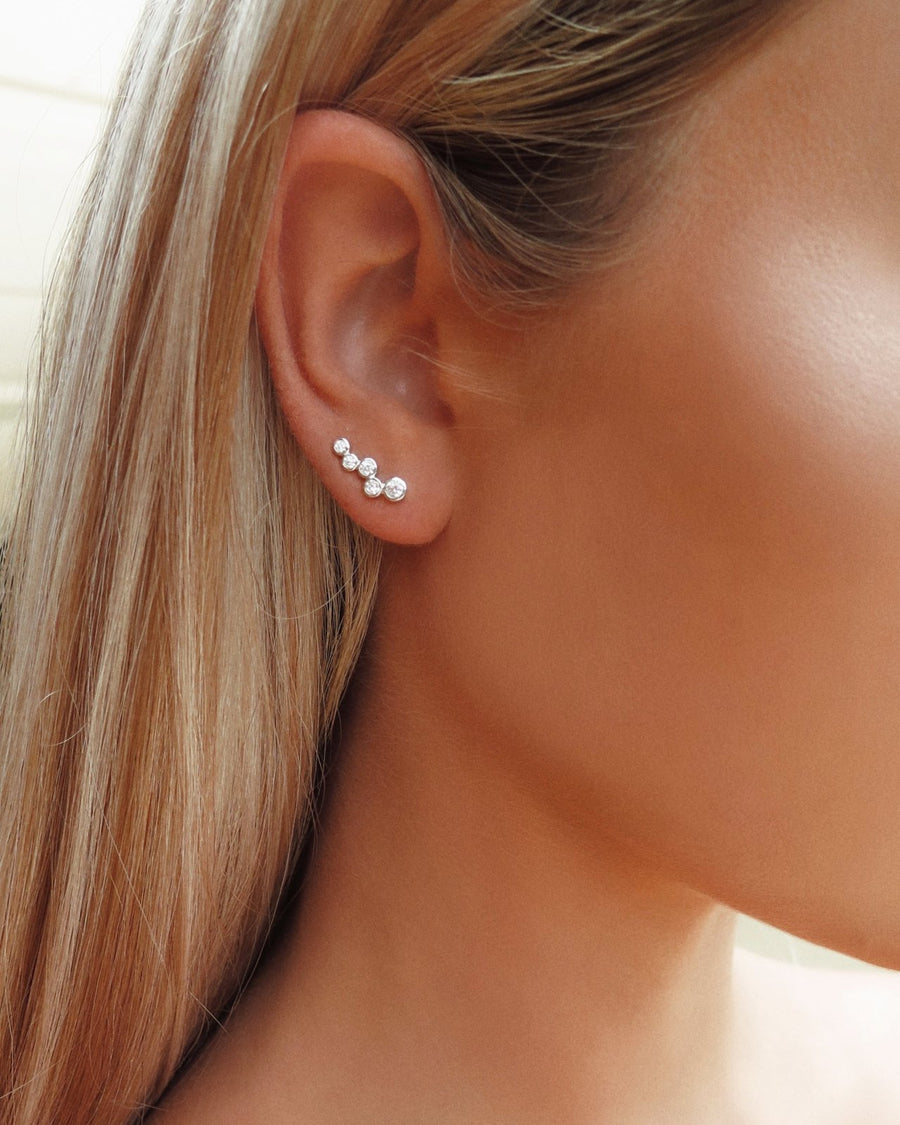 CZ Satellite Earrings - Sterling Silver