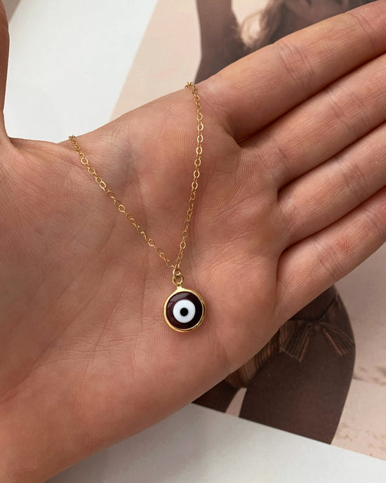 DIVINE EYE NECKLACE- 14k Yellow Gold - The Littl - 37cm (choker) - Classic Chain