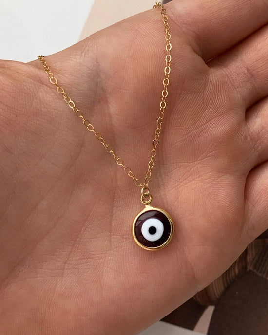 DIVINE EYE NECKLACE- 14k Yellow Gold - The Littl - 37cm (choker) - Classic Chain