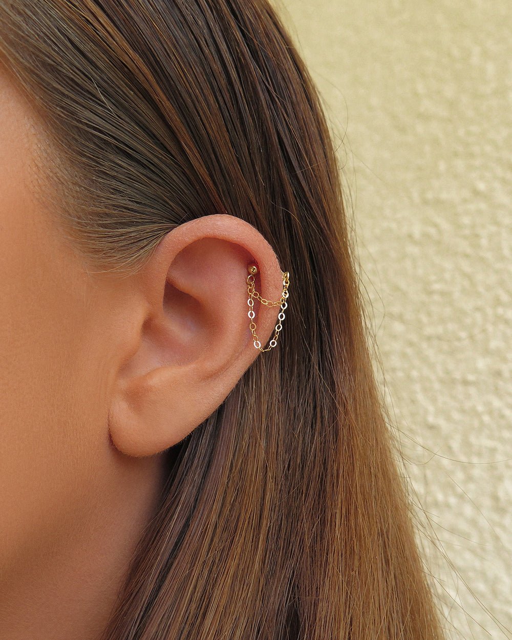 DOUBLE CHAIN STUD EARRINGS- 14k Gold - The Littl - 14k Yellow Gold Fill - 1x SINGLE Double Chain Stud Earring Earrings