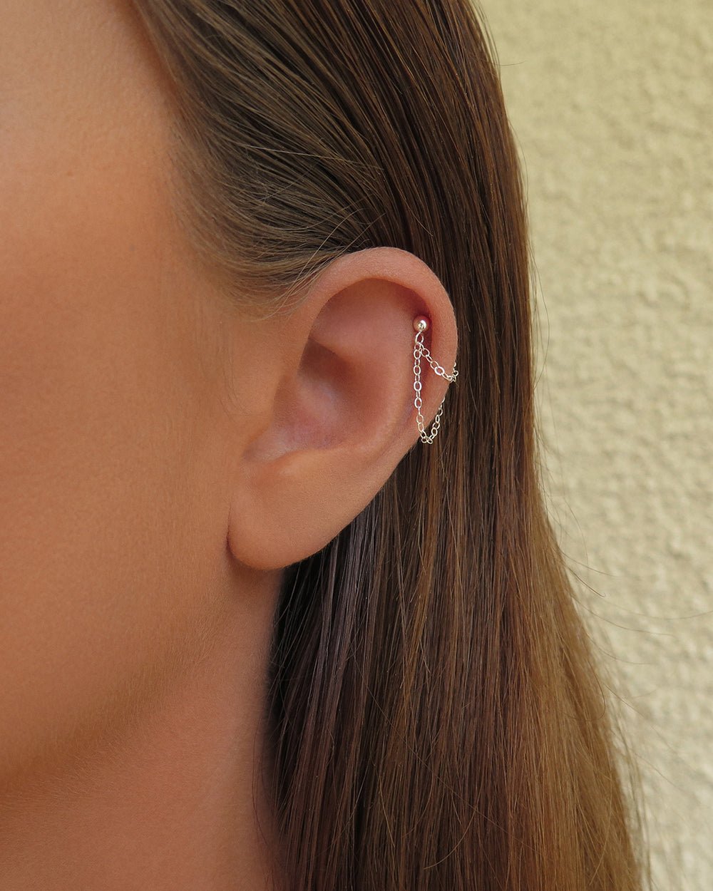 DOUBLE CHAIN STUD EARRINGS - Sterling Silver - The Littl - Sterling Silver - 1x SINGLE Double Chain Stud Earring Earrings
