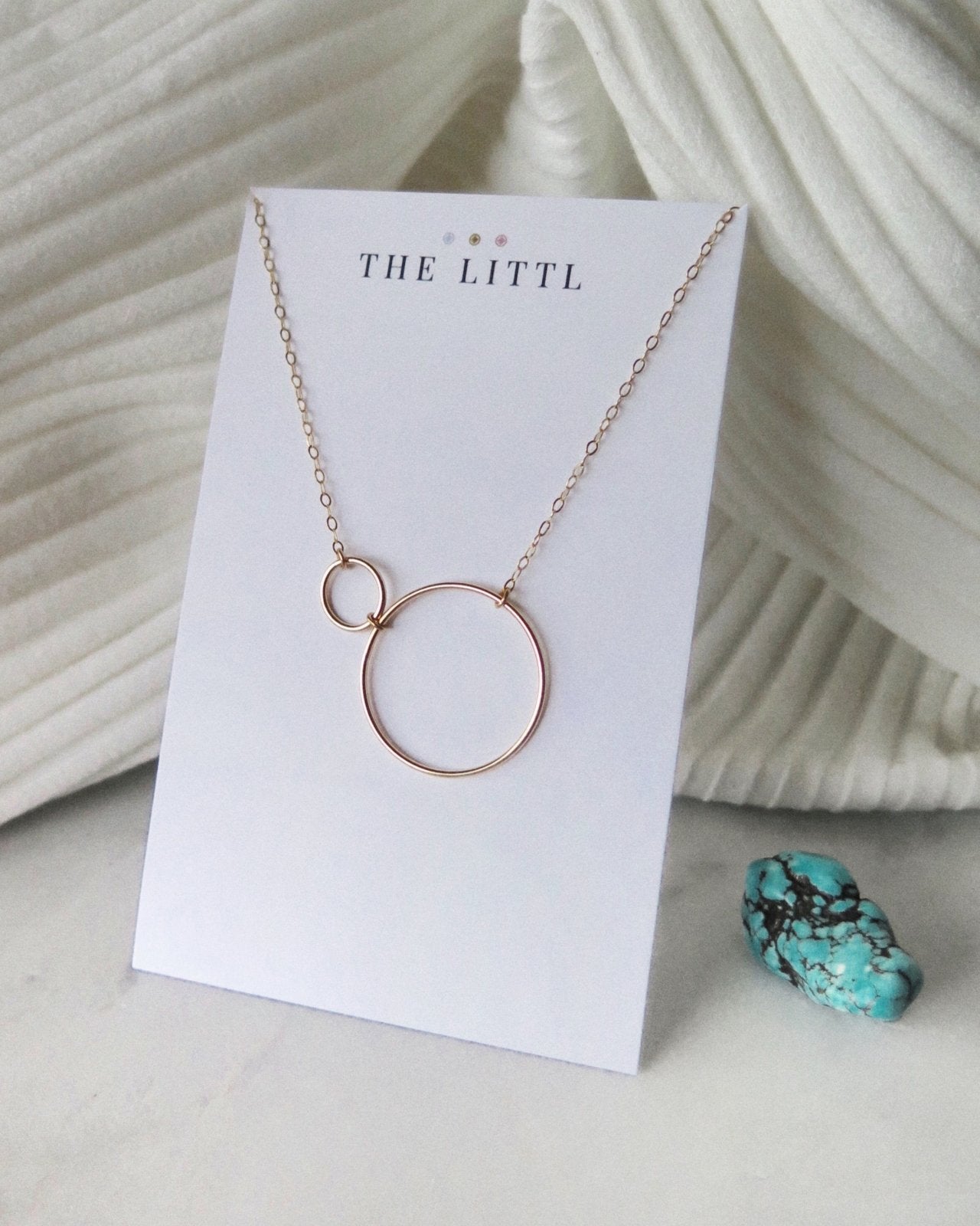 DOUBLE CIRCLE NECKLACE- 14k Yellow Gold - The Littl - Classic Chain - 37cm (choker)
