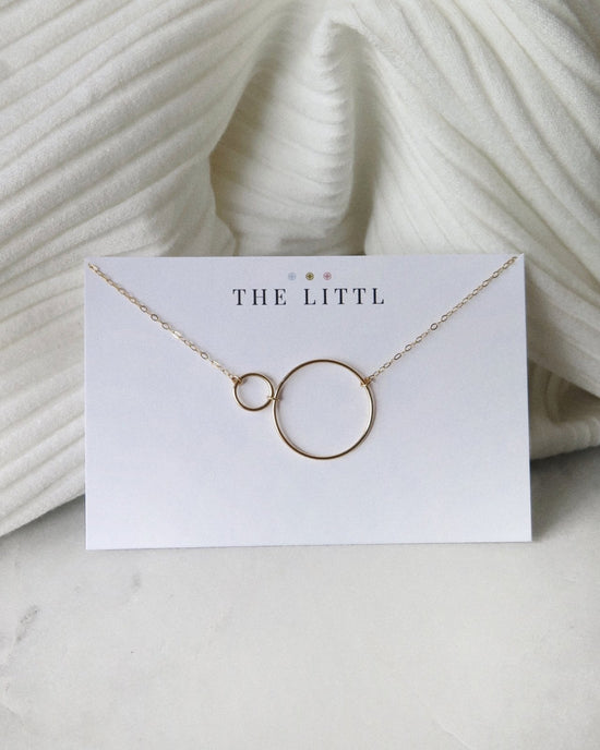 DOUBLE CIRCLE NECKLACE- 14k Yellow Gold - The Littl - Classic Chain - 37cm (choker)