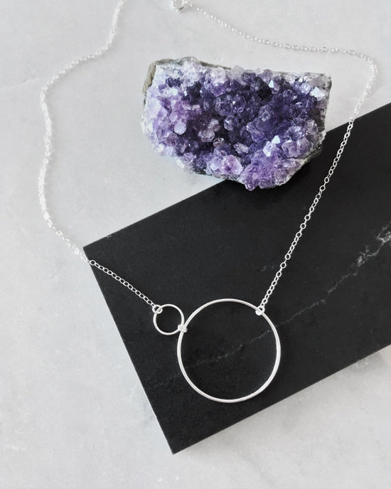 Load image into Gallery viewer, DOUBLE CIRCLE NECKLACE- Sterling Silver - The Littl - Deluxe Chain - 37cm (choker)
