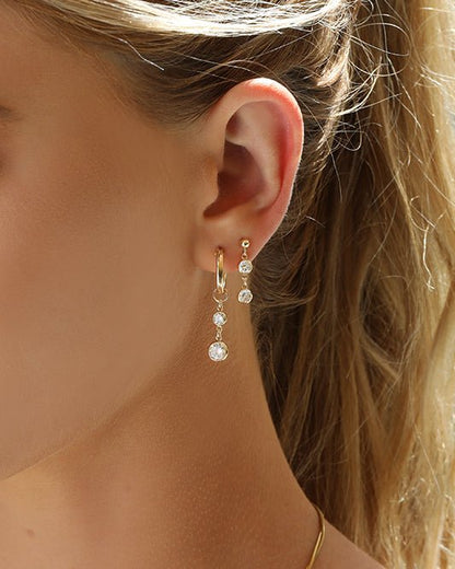 Double CZ Thick Hoop Earrings - 14k Gold-Filled - Hypoallergenic & Waterproof | The Littl
