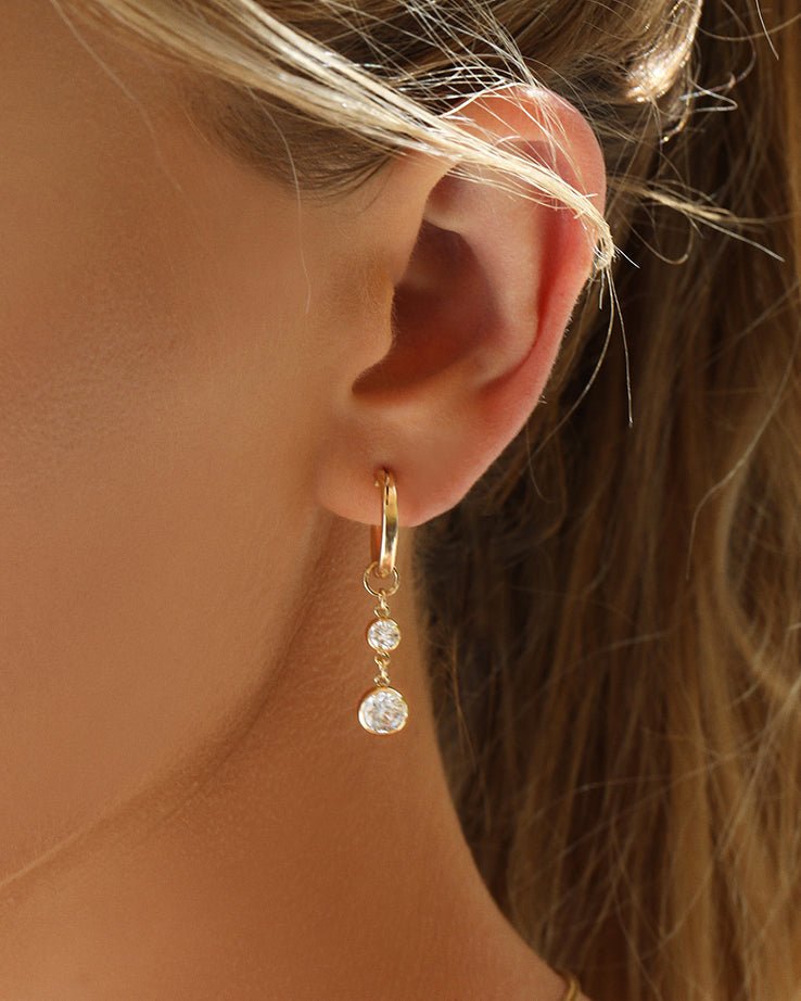 Double CZ Thick Hoop Earrings - 14k Gold-Filled - Waterproof & Tarnish-Resistant | The Littl