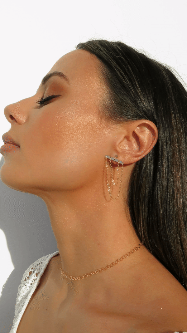 DOUBLE HANGING CHAIN EARRINGS - The Littl - Sterling Silver -