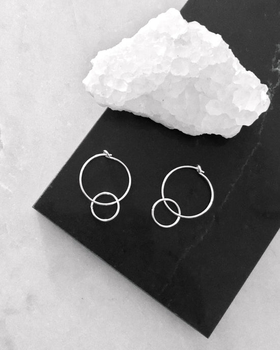 DOUBLE HOOP EARRINGS- Sterling Silver - The Littl - -