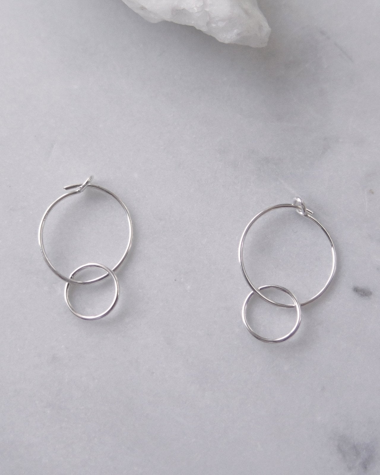 DOUBLE HOOP EARRINGS- Sterling Silver - The Littl - -