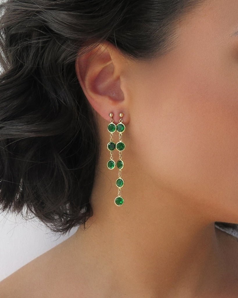 EMERALD CZ EARRINGS- 14k Yellow Gold Fill - The Littl - 3 - Emerald Earrings