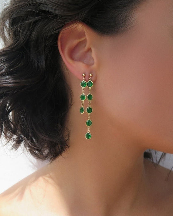 EMERALD CZ EARRINGS- 14k Yellow Gold Fill - The Littl - 3 - Emerald Earrings