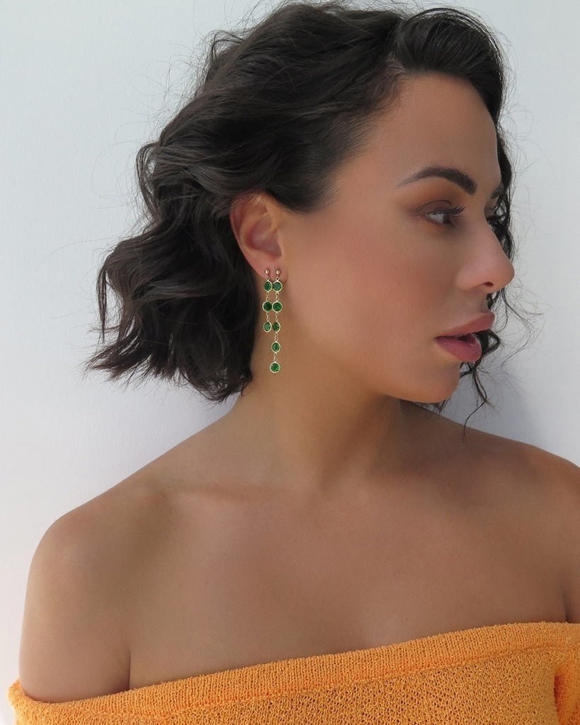 EMERALD CZ EARRINGS- 14k Yellow Gold Fill - The Littl - 3 - Emerald Earrings