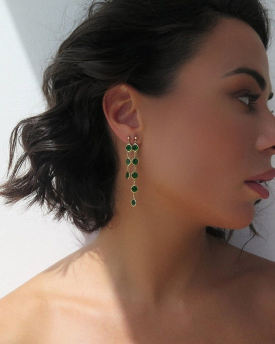 EMERALD CZ EARRINGS- 14k Yellow Gold Fill - The Littl - 3 - Emerald Earrings